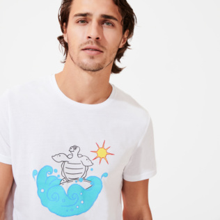 Herren Andere Bedruckt - Surf T-Shirt aus Bio-Baumwolle für Herren, Weiss Details Ansicht 3