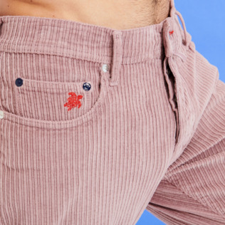 Hombre Autros Liso - Pantalones de pana estrechos en el tobillo para hombre, Murasaki detalles vista 4