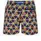 Men Classic Embroidered - Men Swim Trunks Embroidered Indian Ceramic - Limited Edition, Sapphire back view