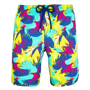 Men Long Printed - Men Long Swimtrunks Birds of Paradise, Veronese green front Men Long Printed - Men Long Swimtrunks Birds of Paradise, Veronese green front
