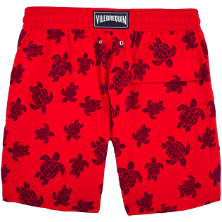 Men Classic / Moorea Printed - Flocked Turtles Swim shorts, Poppy red back Men Classic / Moorea Printed - Flocked Turtles Swim shorts, Poppy red back