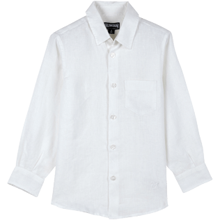 Garçons AUTRES Uni - Chemise Garçon en Lin Unie, Blanc front Garçons AUTRES Uni - Chemise Garçon en Lin Unie, Blanc front