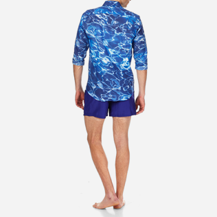 Camisetas Estampado - Camisa de lino con estampado Splash unisex, Azul neptuno backworn Camisetas Estampado - Camisa de lino con estampado Splash unisex, Azul neptuno backworn
