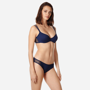 Damen Bügel-Bikini Uni - Solid Net Bikinioberteil mit Bügel für Damen, Marineblau frontworn Damen Bügel-Bikini Uni - Solid Net Bikinioberteil mit Bügel für Damen, Marineblau frontworn
