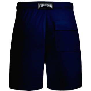 Men Others Solid - Unisex Terry Jacquard Bermuda shorts, Navy back view