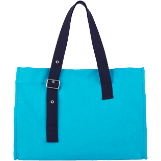 Andere Uni - Große Einfarbige Strandtasche aus Baumwolle, Azurblau back Andere Uni - Große Einfarbige Strandtasche aus Baumwolle, Azurblau back