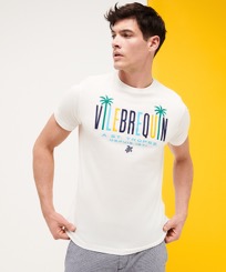 Men Cotton T-shirt Vilebrequin Palms Off white front worn view