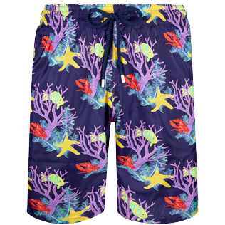Uomo Classico lungo Stampato - Costume da bagno lungo uomo ultraleggero e ripiegabile Fonds Marins, Zaffiro front Uomo Classico lungo Stampato - Costume da bagno lungo uomo ultraleggero e ripiegabile Fonds Marins, Zaffiro front