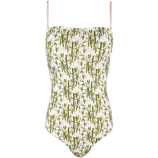 Women One Piece Printed - Women Bustier One Piece Swimsuit Bamboo Song, Peony front Women One Piece Printed - Women Bustier One Piece Swimsuit Bamboo Song, Peony front
