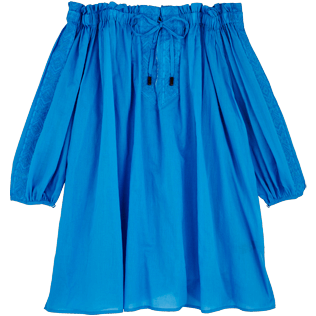 Mujer Autros Liso - Vestido de gasa de algodón con hombros descubiertos para mujer, Atoll front Mujer Autros Liso - Vestido de gasa de algodón con hombros descubiertos para mujer, Atoll front