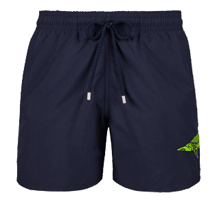 Men Classic Embroidered - Men Placed Embroidery swimtrunks Belle ou Gars, Navy front Men Classic Embroidered - Men Placed Embroidery swimtrunks Belle ou Gars, Navy front