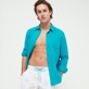 Hombre Autros Liso - Camisa de lino lisa para hombre, Ming blue detalles vista 1