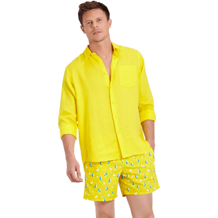 Hombre Autros Liso - Camisa de lino lisa para hombre, Buttercup yellow supp3 Hombre Autros Liso - Camisa de lino lisa para hombre, Buttercup yellow supp3