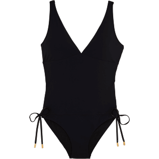 Mujer One Piece Liso - Bañador de una sola pieza con estampado Smoking, Negro front Mujer One Piece Liso - Bañador de una sola pieza con estampado Smoking, Negro front
