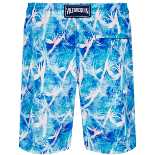 Men Classic Printed - Men Swimwear Long Ultra-light and packable Paradise Vintage, Purple blue back view