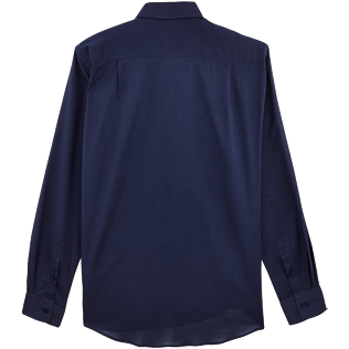 Herren Andere Uni - Einfarbiges Unisex-Hemd aus Baumwollvoile, Marineblau Rückansicht