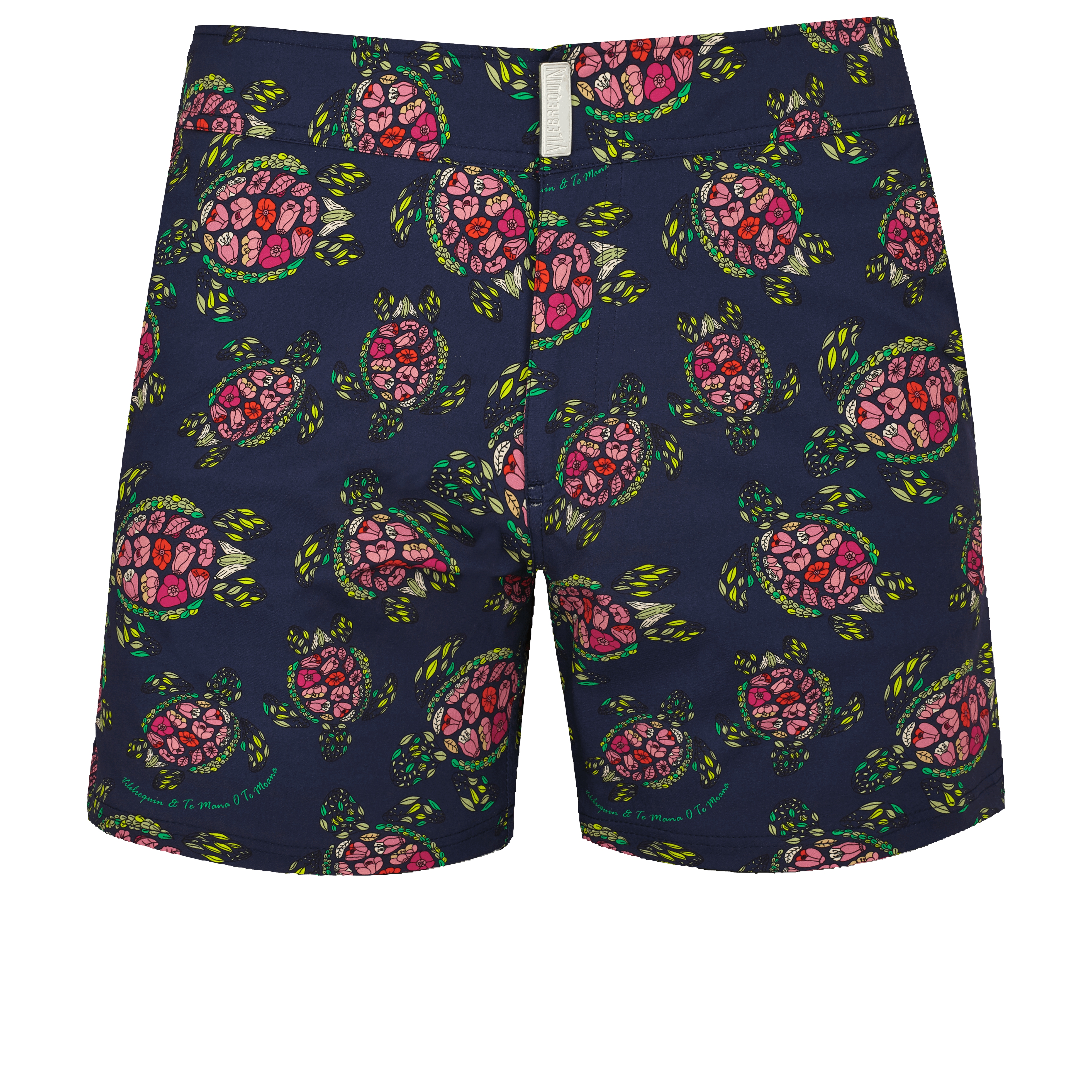 Men Flat Belt Stretch Swim Trunks Provencal Turtles Vilebrequin