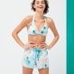 Women Others Printed - Women Swim Short Belle Des Champs, Soft blue front worn view