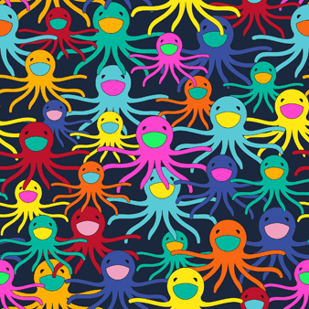 Long Sleeves Unisex Rashguard Multicolore Medusa, Navy print