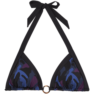 Mujer Tops Estampado - Top de bikini de triángulo con estampado Camouflage Turtles, Ciruela front Mujer Tops Estampado - Top de bikini de triángulo con estampado Camouflage Turtles, Ciruela front