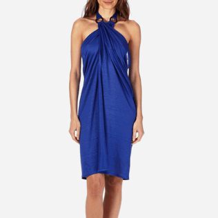 Mujer Autros Liso - Pareo de punto de lino liso para mujer, Azul neptuno supp1 Mujer Autros Liso - Pareo de punto de lino liso para mujer, Azul neptuno supp1