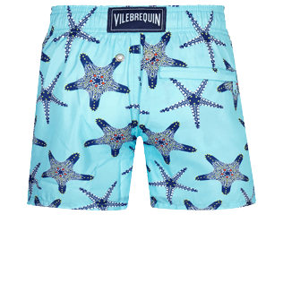 Boys Others Printed - Boys Ultra-light and packable Swim Trunks Starfish Dance, Lazulii blue back view