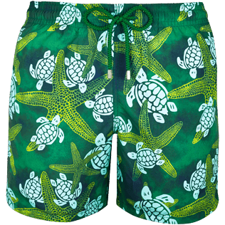 Men Classic / Moorea Printed - Men Swimtrunks Starlettes & Turtles Vintage, Malachite green front Men Classic / Moorea Printed - Men Swimtrunks Starlettes & Turtles Vintage, Malachite green front