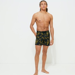Men Embroidered Embroidered - Men Embroidered Swim Shorts Lobsters - Limited Edition, Black front worn view