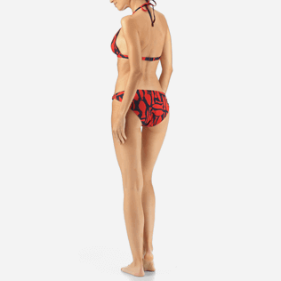 Women Tops Printed - Silex Fishes Triangle shape bikini top, Poppy red backworn Women Tops Printed - Silex Fishes Triangle shape bikini top, Poppy red backworn