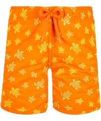 Boys Others Embroidered - Boys Swim Trunks Embroidered Micro Ronde Des Tortues - Limited Edition, Apricot front view