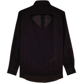 Mujer Autros Liso - Camisa en gasa de algodón liso con tirantes para anudar alrededor del cuello para mujer, Negro back Mujer Autros Liso - Camisa en gasa de algodón liso con tirantes para anudar alrededor del cuello para mujer, Negro back