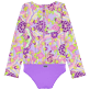女童 Fitted 印制 - 女童 Rainbow Flowers 防晒衣, Cyclamen 后视图