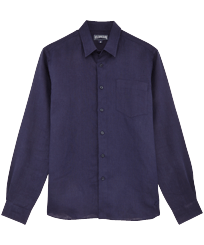 Men Others Solid - Men Linen Shirt Solid, Navy front view