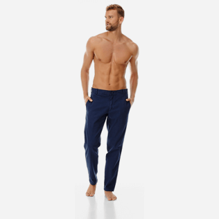 Men Others Solid - Men Twill Stretch Cotton Pants Massimo Vitali, Navy frontworn Men Others Solid - Men Twill Stretch Cotton Pants Massimo Vitali, Navy frontworn