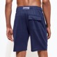 Men Others Solid - Unisex Linen Jersey Bermuda Shorts Solid, Navy back worn view