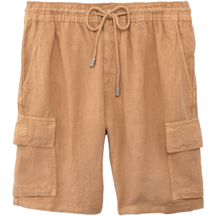 Men Others Solid - Men Cargo Linen Bermuda Shorts Solid, Hazelnut front Men Others Solid - Men Cargo Linen Bermuda Shorts Solid, Hazelnut front