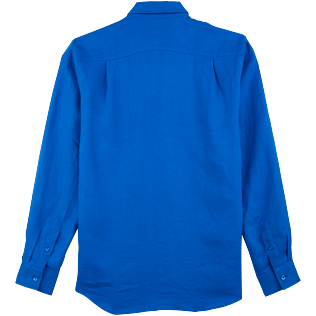 Hombre Autros Liso - Camisa de lino lisa para hombre, Mar azul back Hombre Autros Liso - Camisa de lino lisa para hombre, Mar azul back