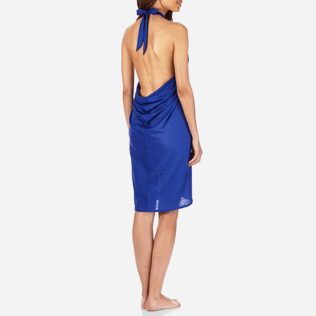 Mujer Autros Liso - Pareo de punto de lino liso para mujer, Azul neptuno backworn Mujer Autros Liso - Pareo de punto de lino liso para mujer, Azul neptuno backworn