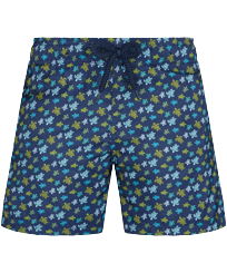 Boys Ultra-light and packable Swim Trunks Micro Tortues Rainbow Navy front view