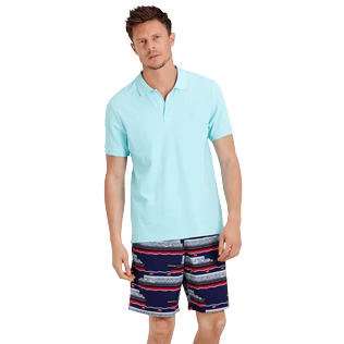 Uomo Altri Unita - Polo uomo in piqué di cotone tinta unita, Laguna frontworn Uomo Altri Unita - Polo uomo in piqué di cotone tinta unita, Laguna frontworn