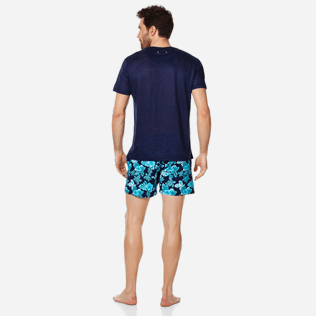 Men Others Solid - Men Linen Jersey T-Shirt Solid, Navy backworn Men Others Solid - Men Linen Jersey T-Shirt Solid, Navy backworn