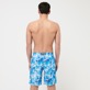 Men Classic Printed - Men Swim Trunks Long Ultra-light and packable Paradise Vintage, Purple blue back worn view