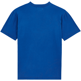 Camiseta de algodón con logotipo aterciopelado de Vilebrequin para hombre Mar azul vista trasera