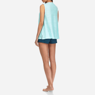 Women Others Solid - Women Cowl neck Linen Jersey Top Solid, Lagoon backworn Women Others Solid - Women Cowl neck Linen Jersey Top Solid, Lagoon backworn
