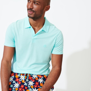 Men Others Solid - Men Tencel Polo Shirt Solid, Lagoon details view 3