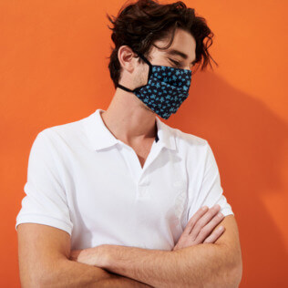 Altri Stampato - Cloth Mask To be tied Micro Ronde des Tortues, Blu marine dettagli vista 1
