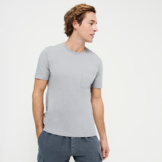 Homme AUTRES Uni - T-shirt homme en coton organique Teinture Bio-sourcées, Mineral vue portée de face