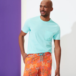Hombre Clásico Bordado - Men Swimwear Embroidered Water Colour Turtles - Limited Edition, Guava detalles vista 3
