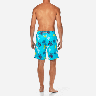 Men Long classic Printed - Tortues Multicolores Long Cut Swim shorts, Azure backworn Men Long classic Printed - Tortues Multicolores Long Cut Swim shorts, Azure backworn