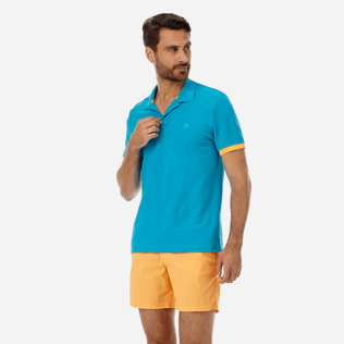 Hombre Autros Liso - Polo en piqué de algodón de color liso para hombre, Seychelles frontworn Hombre Autros Liso - Polo en piqué de algodón de color liso para hombre, Seychelles frontworn